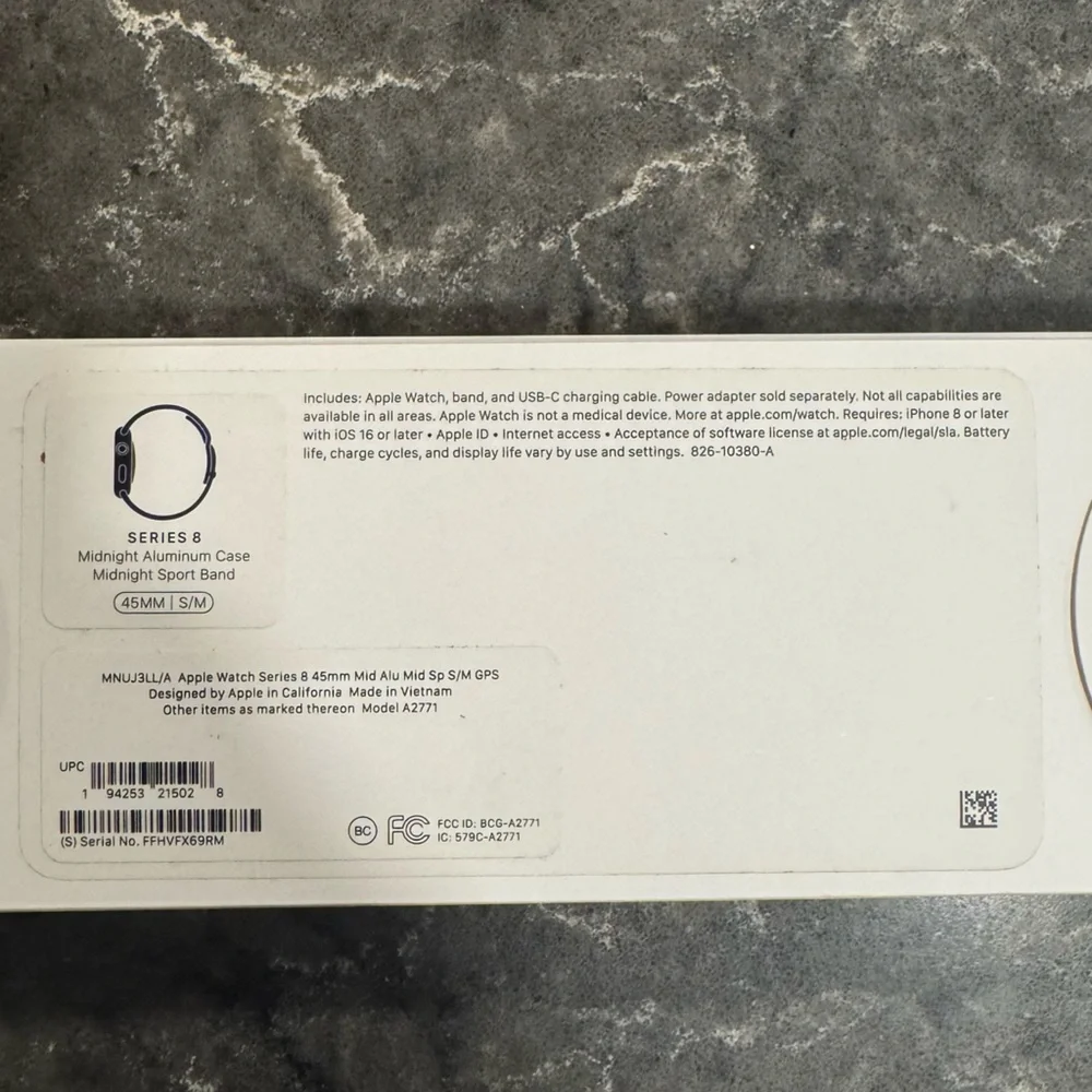 Apple Watch Series 8 (GPS) 45mm Aluminum Case with Midnight Sport Band - S/M
